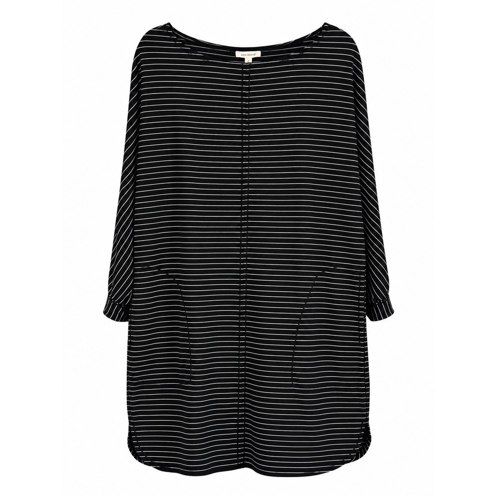 Max Studio Striped T-Shirt Dress Large NWT Oversized Pocket Travel MSRP $98